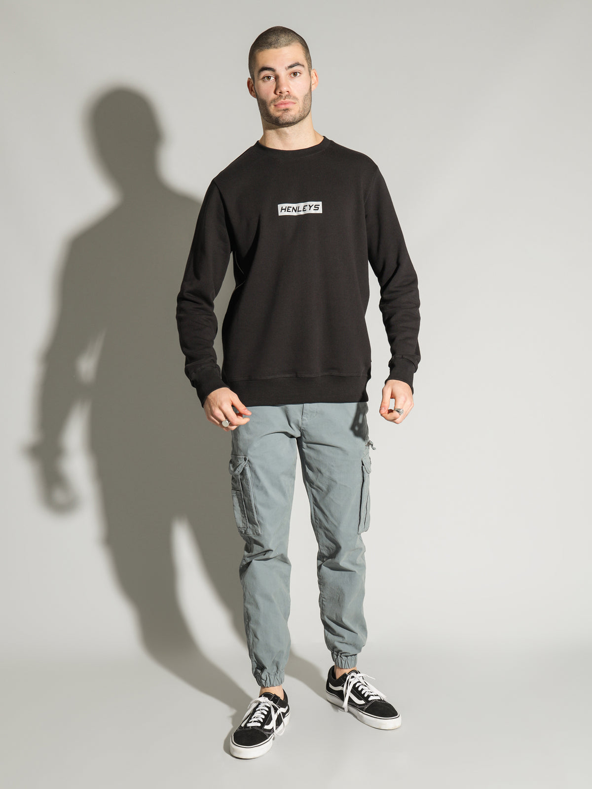 League Reflective Crew Sweater in Black