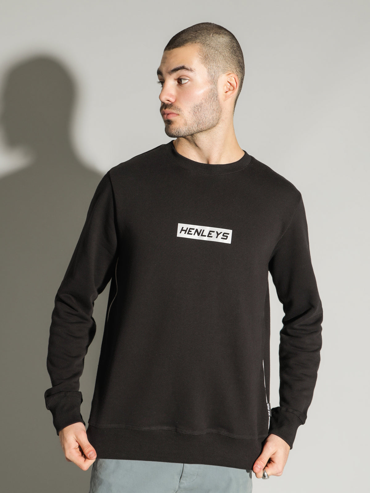 Henleys League Reflective Crew Sweater | Black