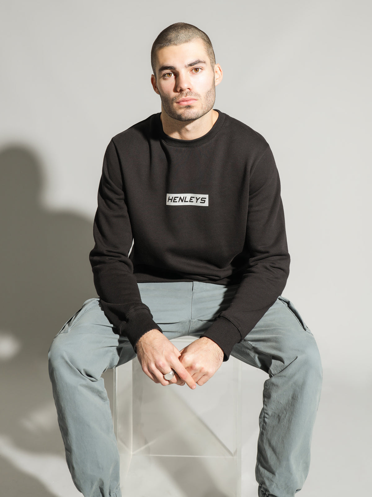 Henleys League Reflective Crew Sweater | Black