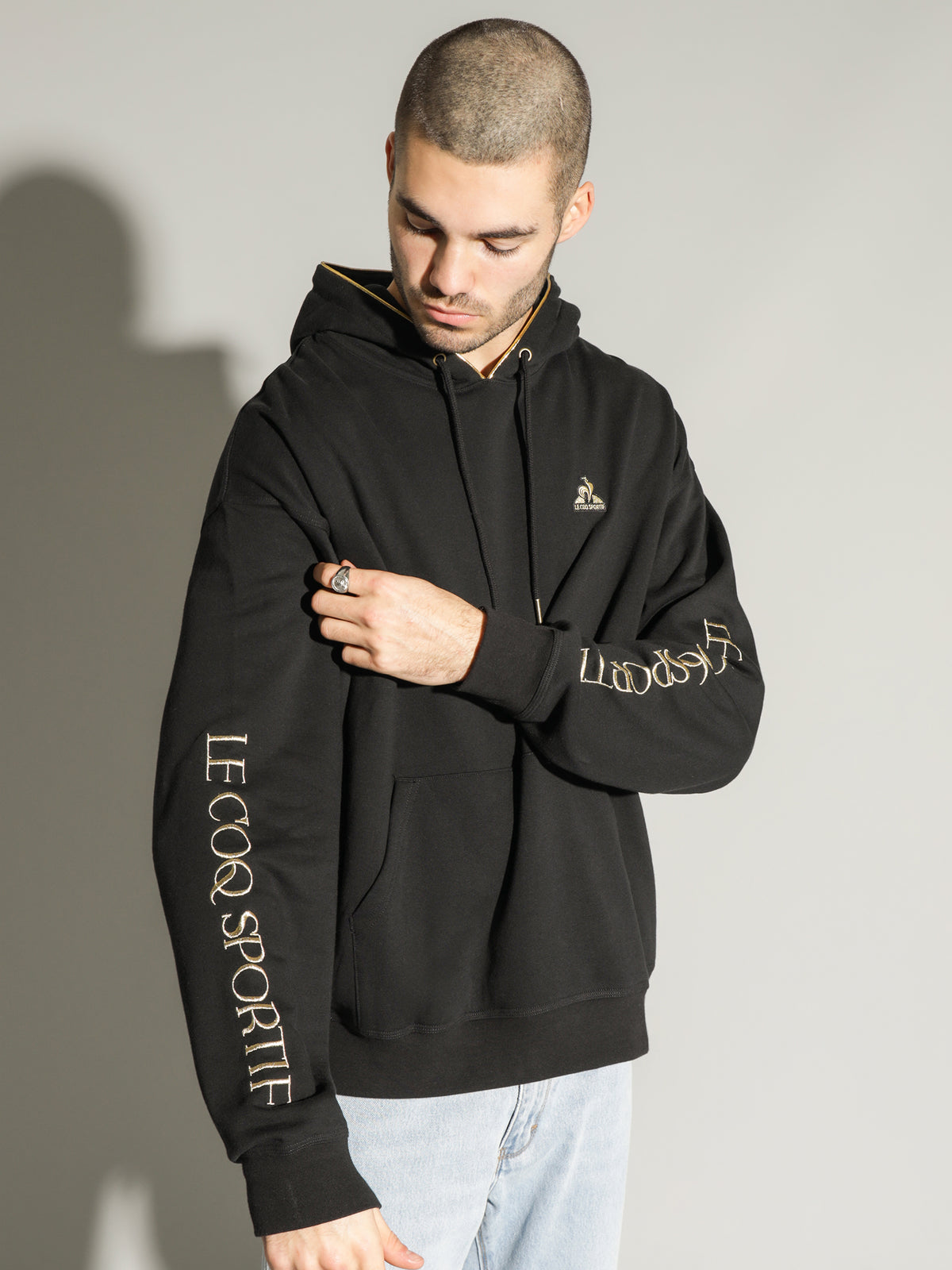 Riche Gold Hooded Sweat in Black