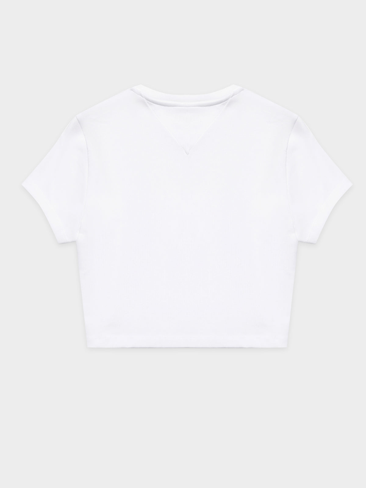 Baby Crop Tiny Linear Short Sleeve Top in White