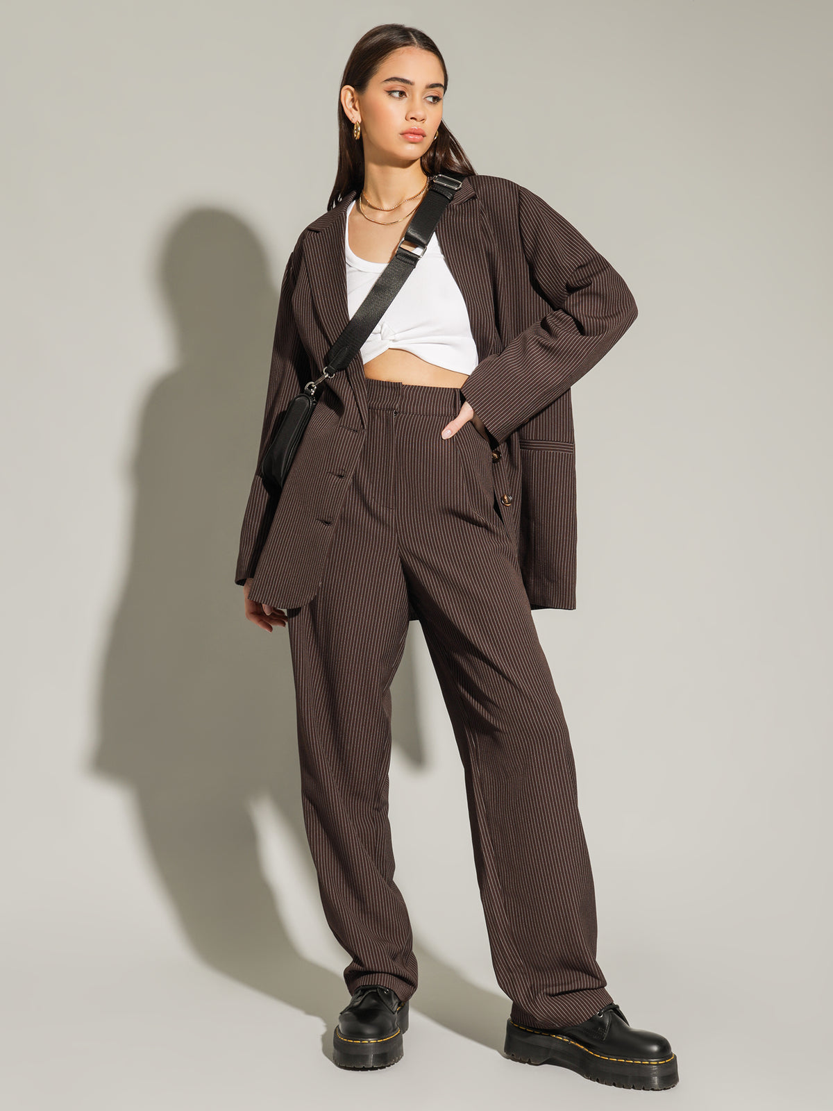 Beyond Her Sonia Boyfriend Blazer | Pinstripe