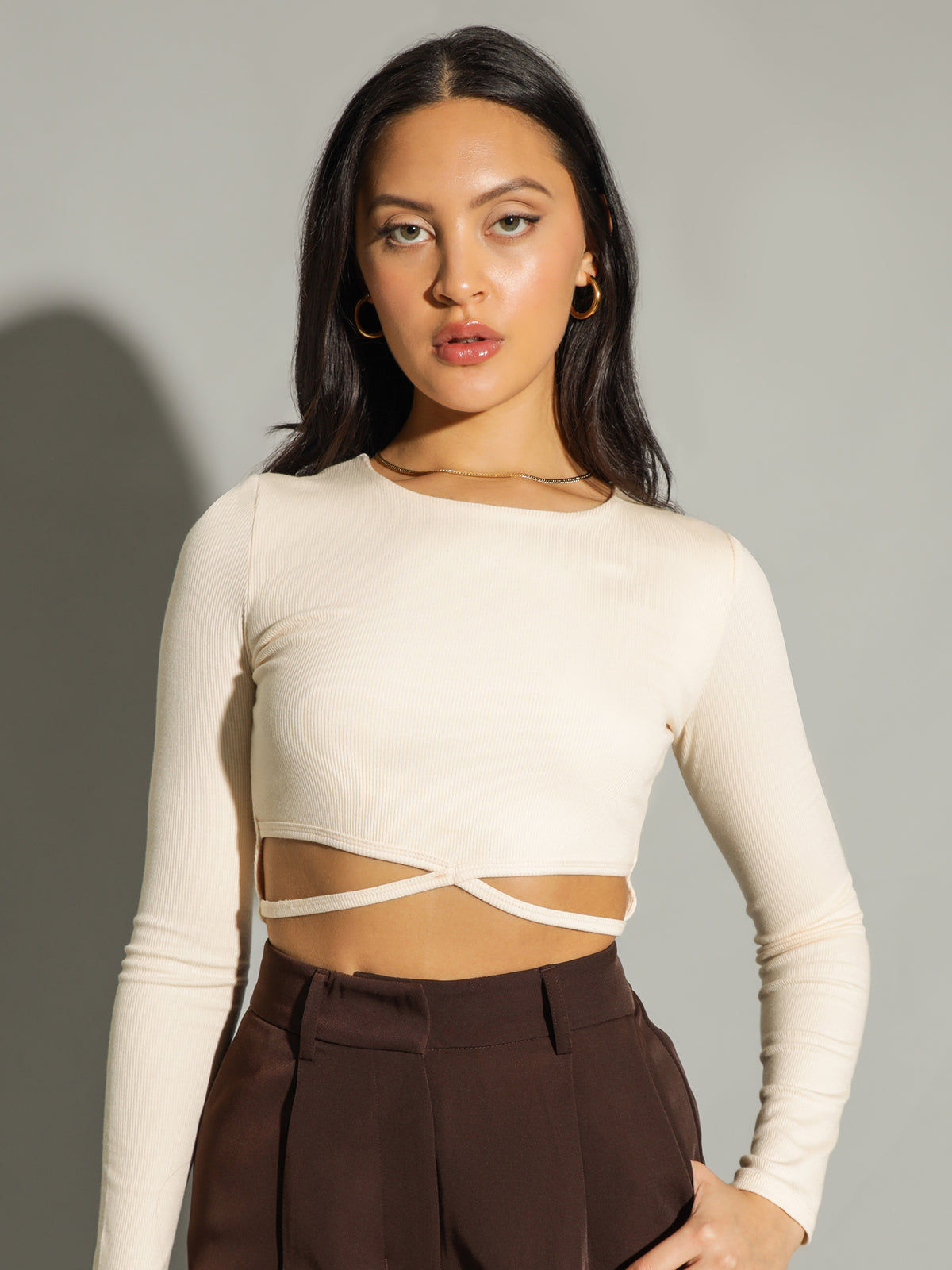 Aliza Long Sleeve Top in Ivory White