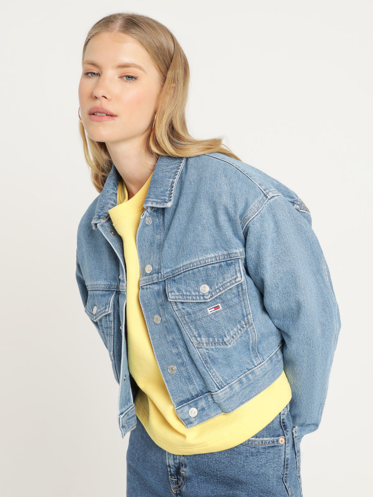 Tommy Hilfiger Cropped Trucker Denim Jacket | Denim Medi