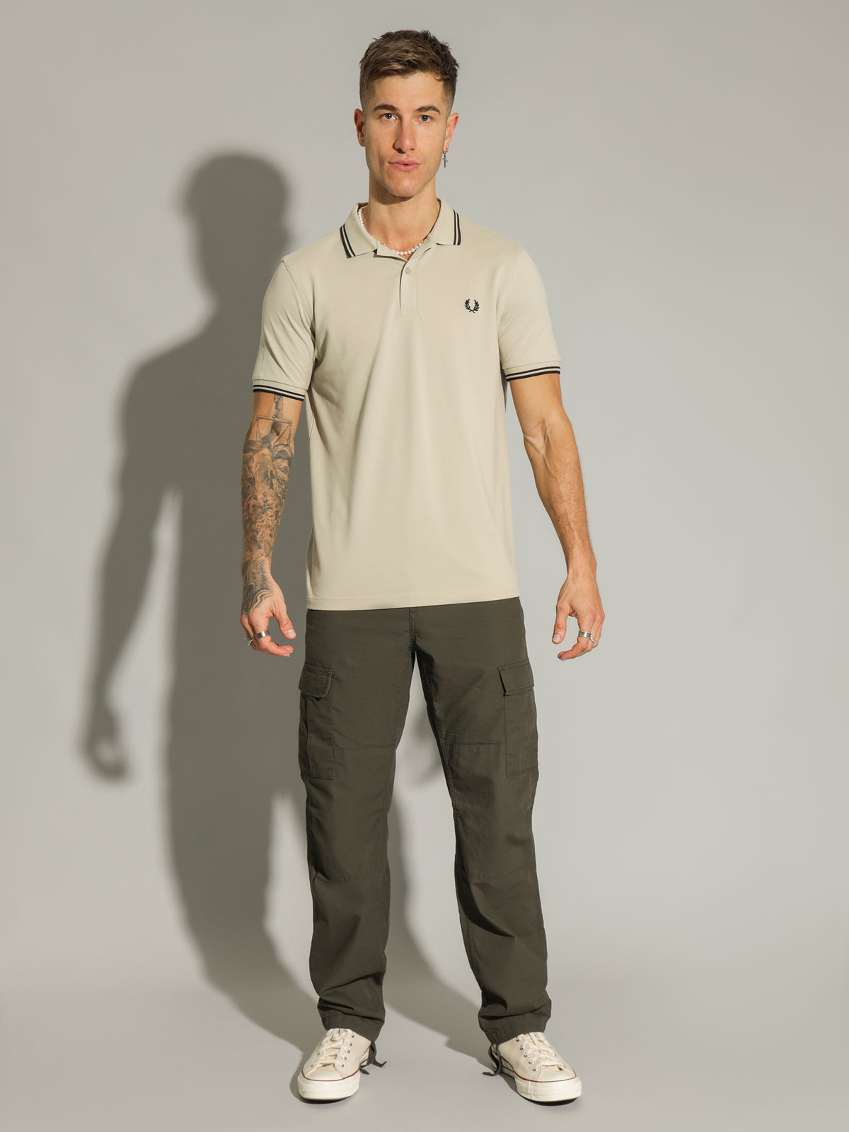 Twin Tipped Polo Shirt in Oyster