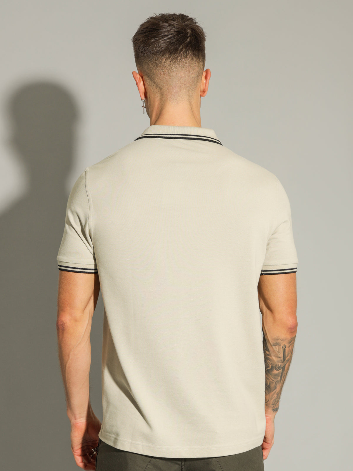 Twin Tipped Polo Shirt in Oyster