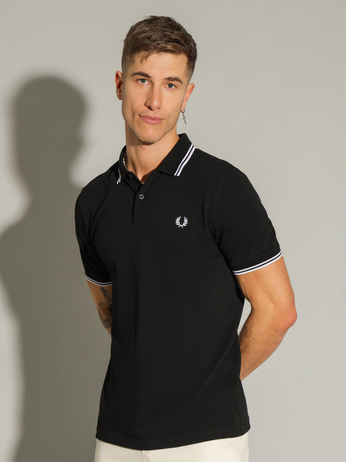 Twin Tipped Polo T-Shirt in Black