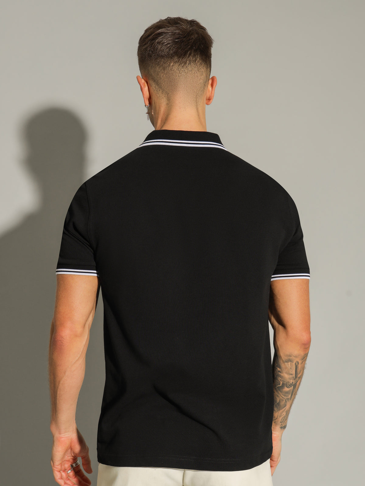 Twin Tipped Polo T-Shirt in Black