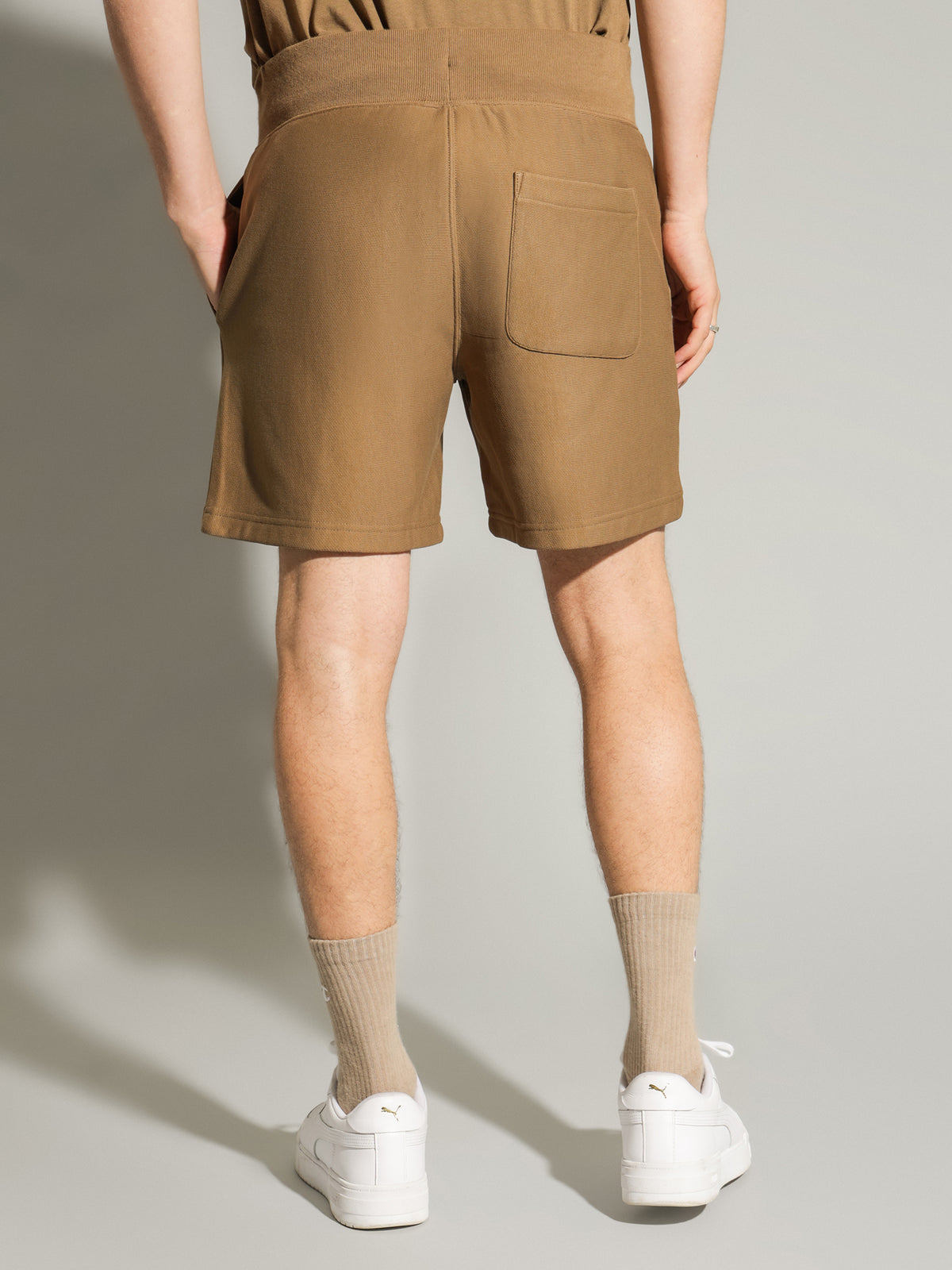Reverse Weave Terry Shorts in Moway Brown