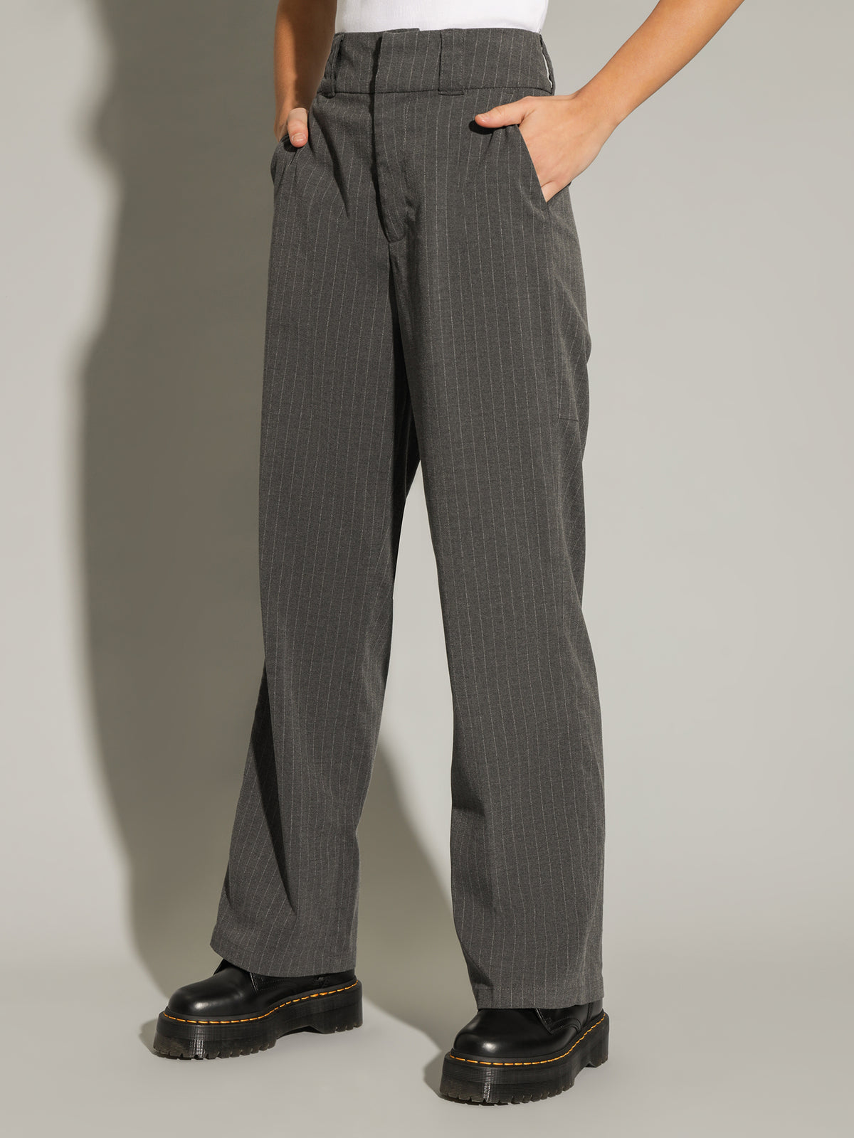 Danny Pinstripe Pants in Grey