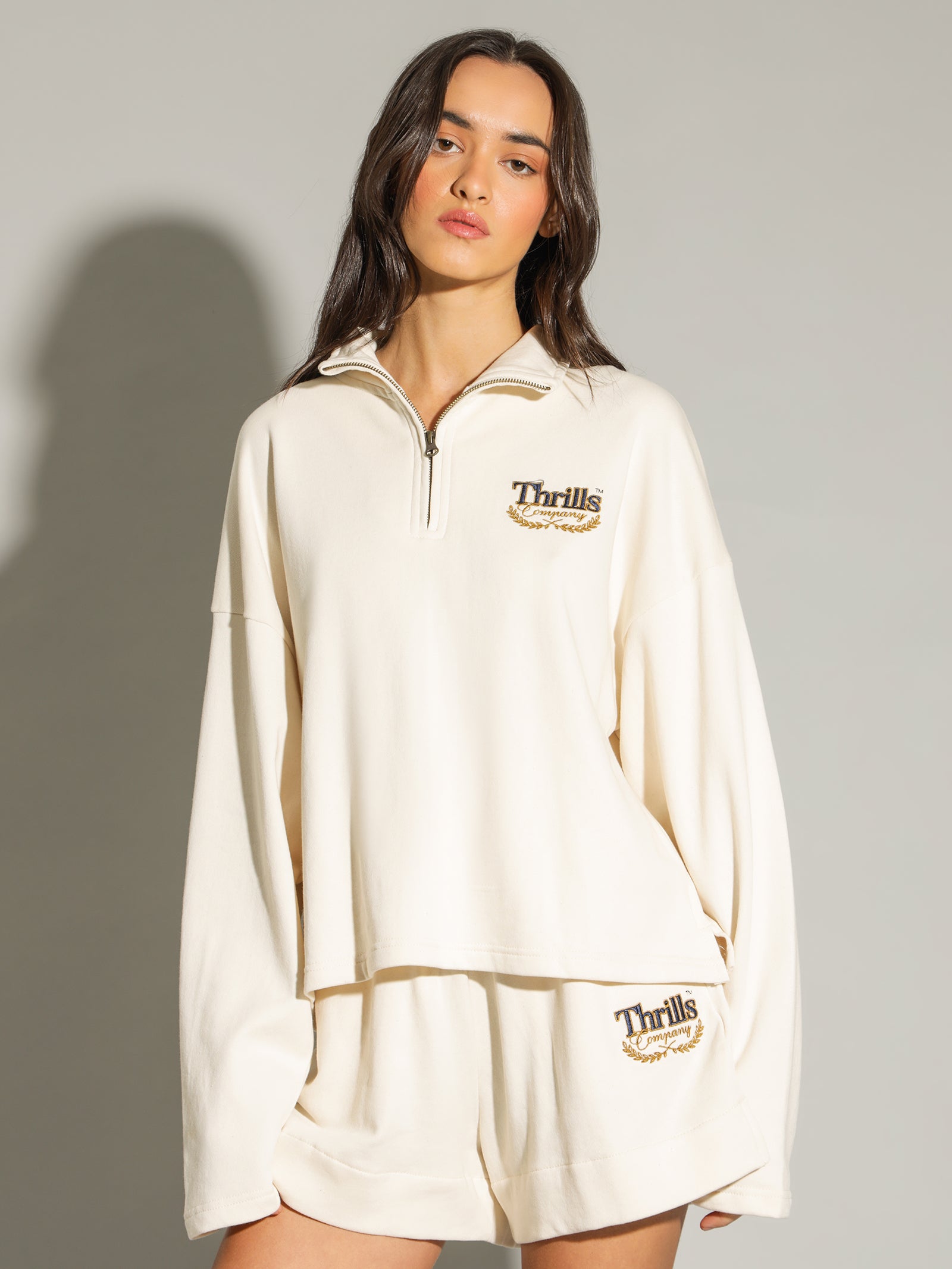 Three Dots Ladies Quarter Zip Pullover Relaxed Fit 2025