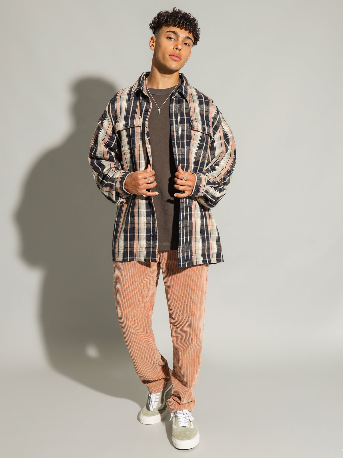 Collusion Overshirt in Navy Plaid
