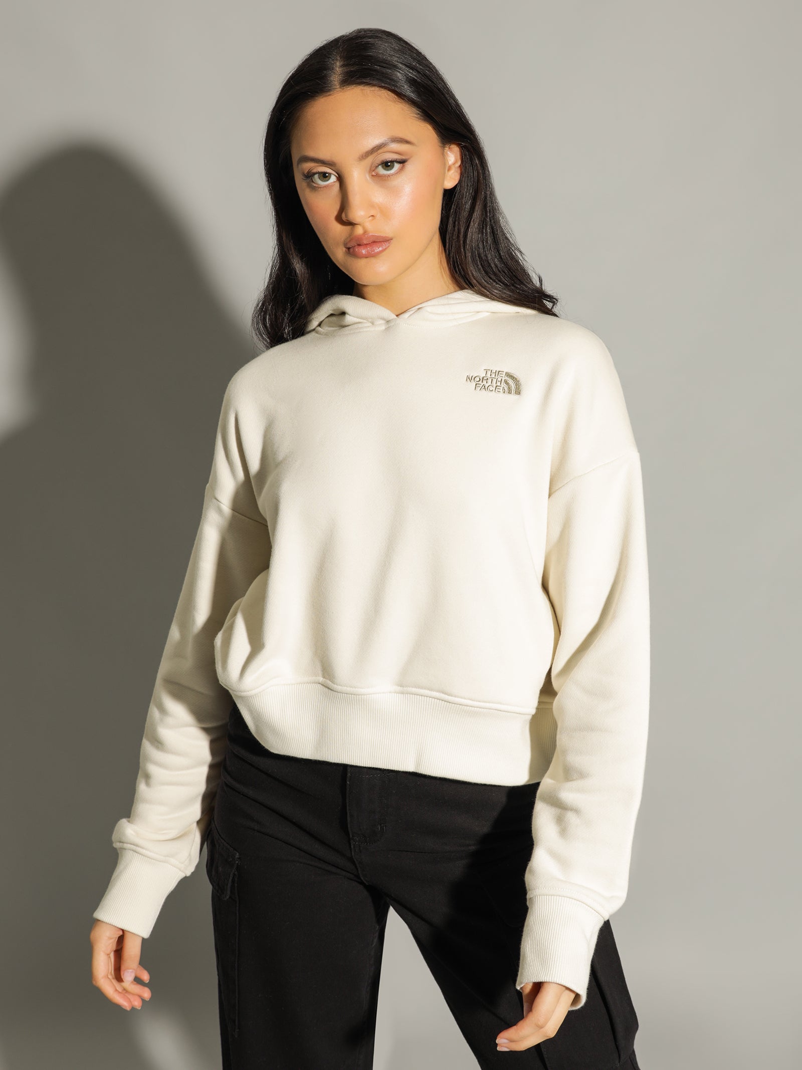 Cotton Hoodie The North Face Hoodie Vintage White Simple Logo Hoodie