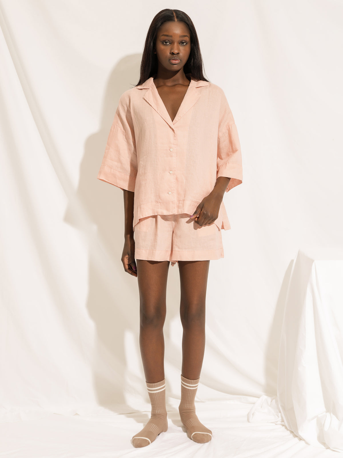 Lounge Linen Shirt in Guava Pink