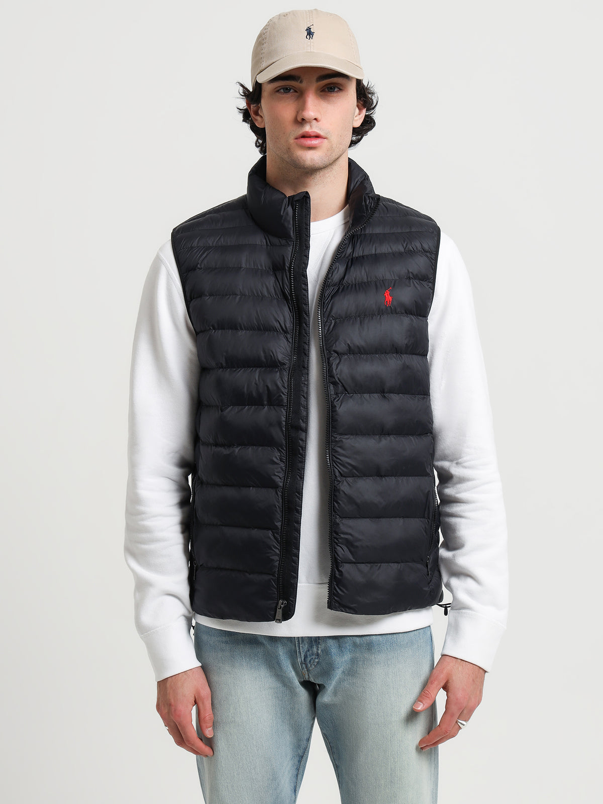 Recycled Lightweight Down Vest in Black