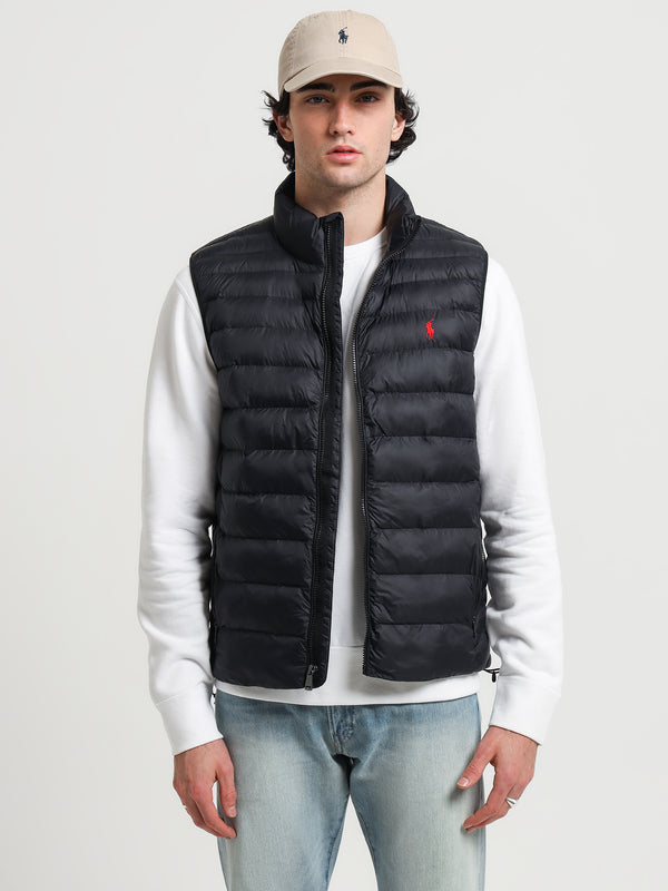 Recycled Lightweight Down Vest in Black - Glue Store