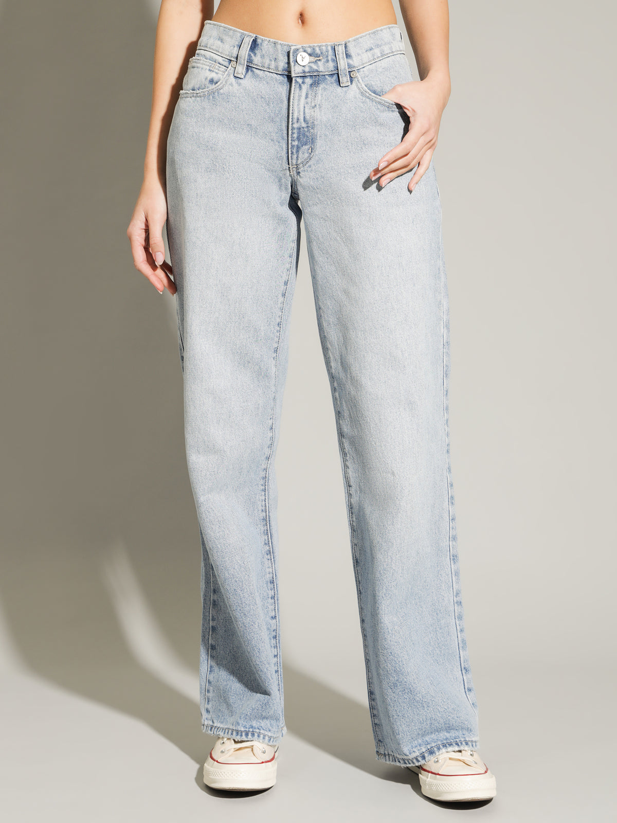 A 99 Low &amp; Wide Jeans in Mischa Organic Blue