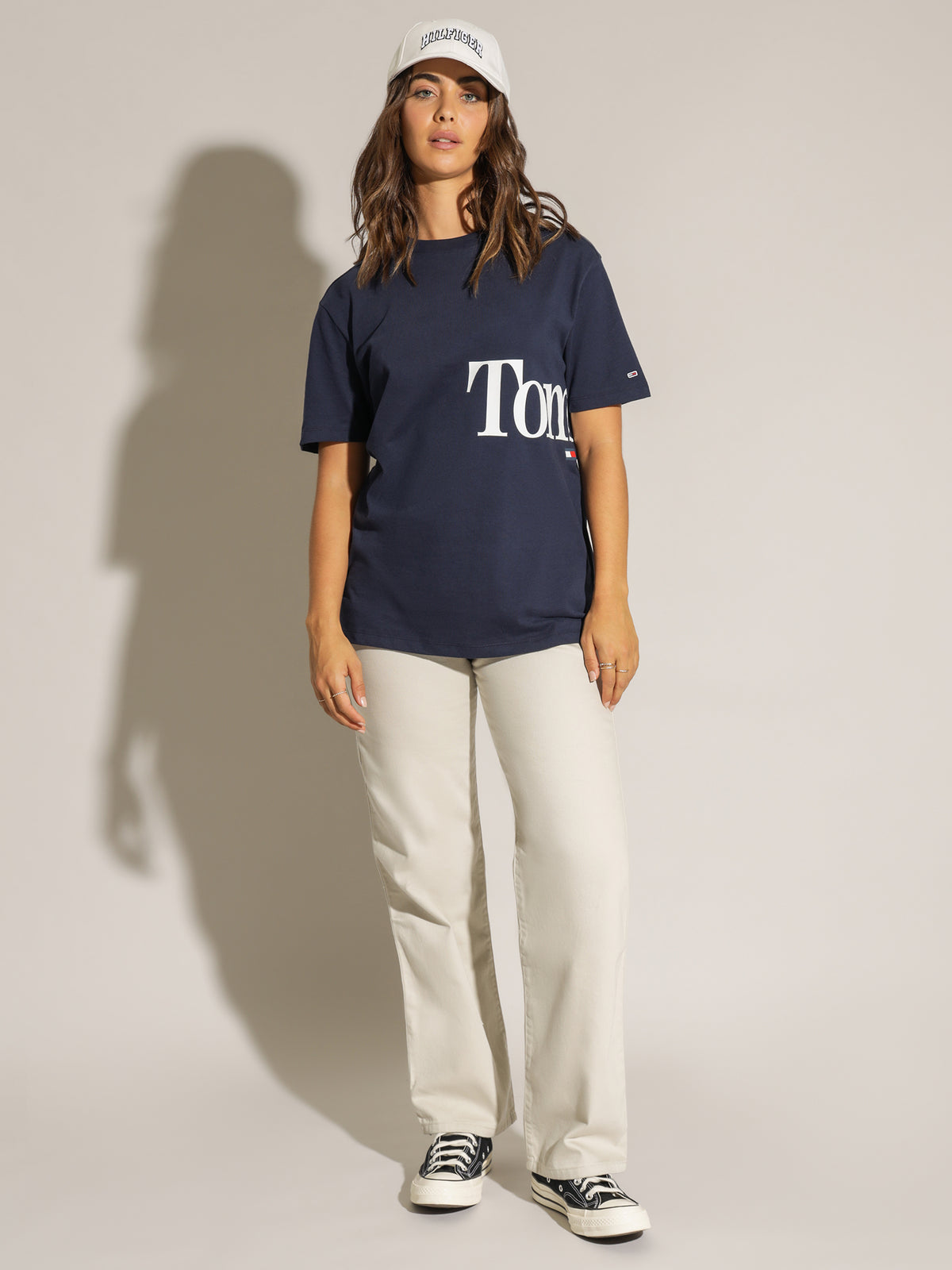 Oversized Bold Tommy Short Sleeve T-Shirt in Twilight Navy