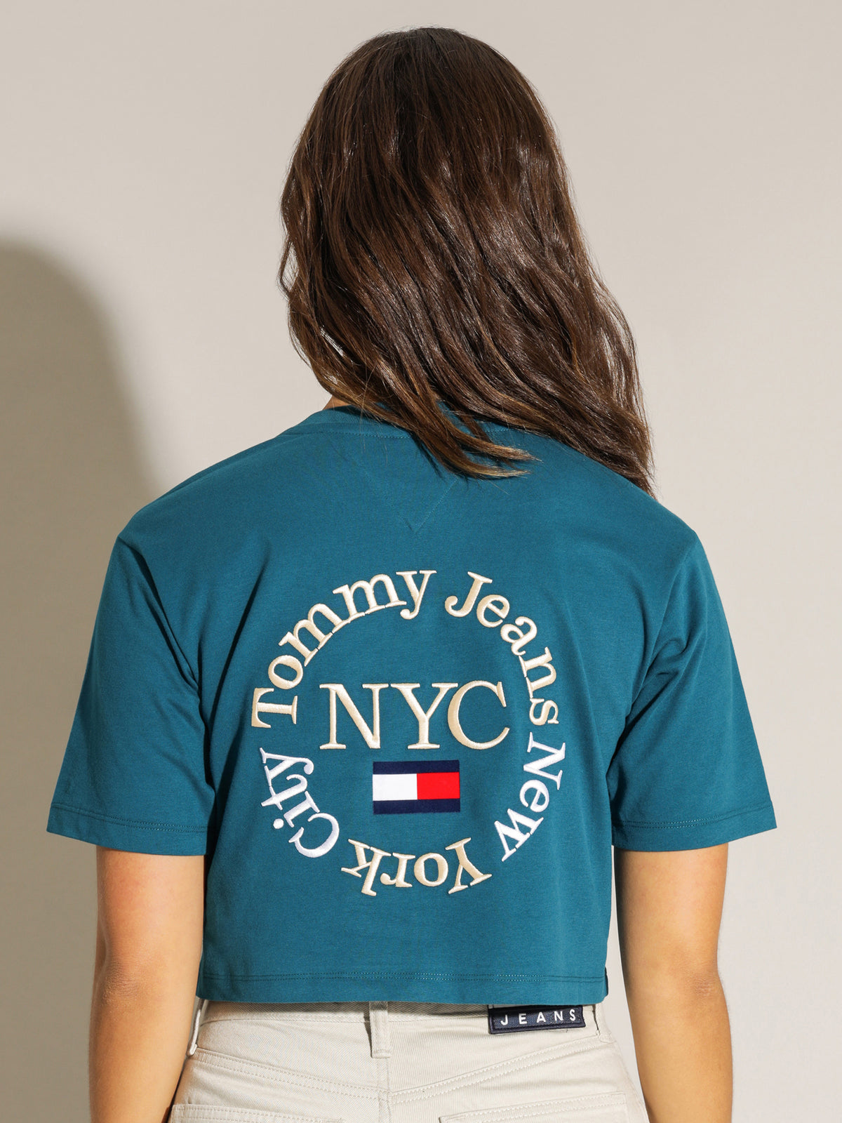 Tommy Hilfiger Super Crop Timeless Circle T-Shirt | Petrol