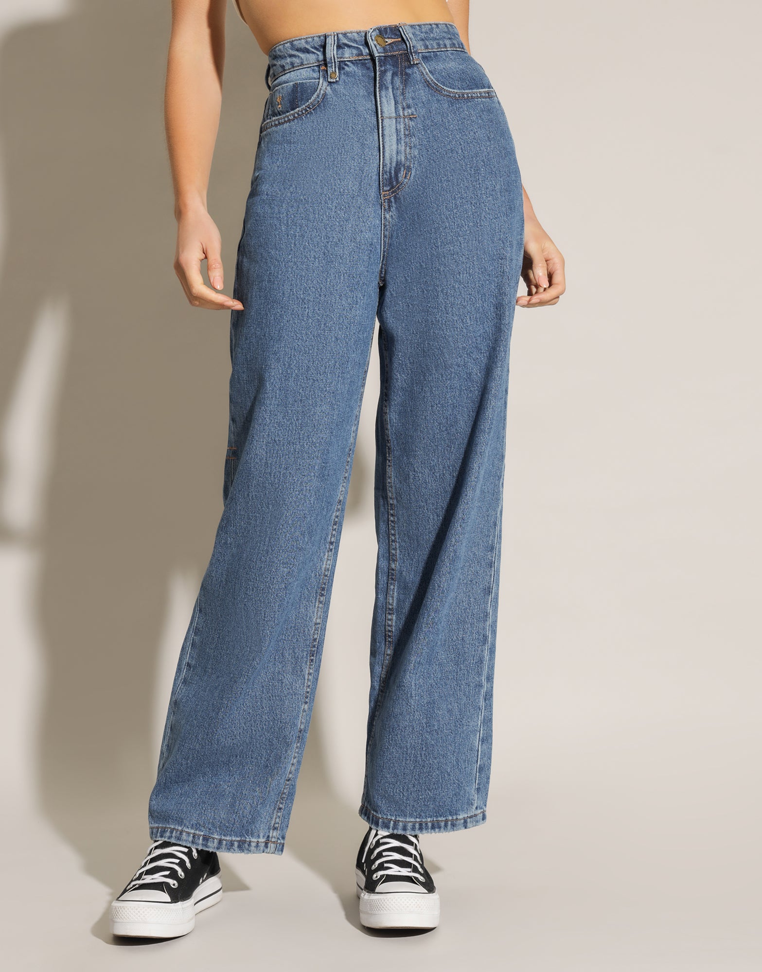 Women's - Organic Cotton Vintage Carpenter Jeans in Palms Dark Blue
