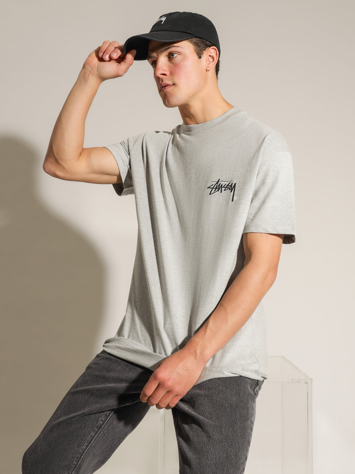 Solid Shadow Stock T-Shirt in True Grey