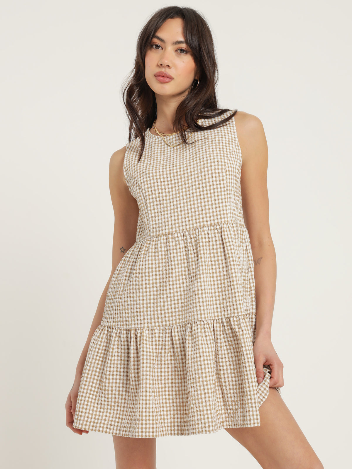 Beyond Her Sutton Tired Dress | Gingham