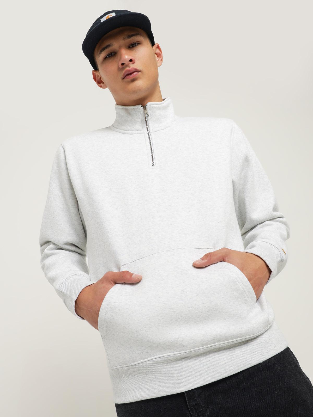 Chase Neck Zip Sweater in Grey