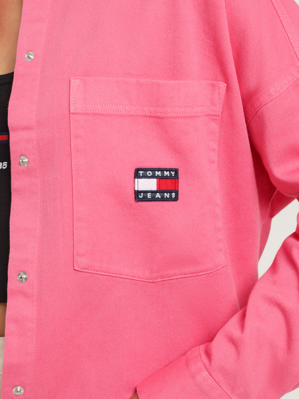 Badge Overshirt in Pink