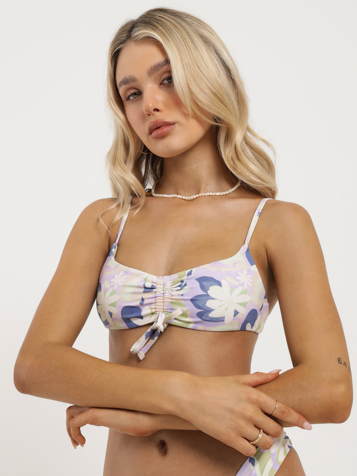 Gathered Tie Bralette in Cannes