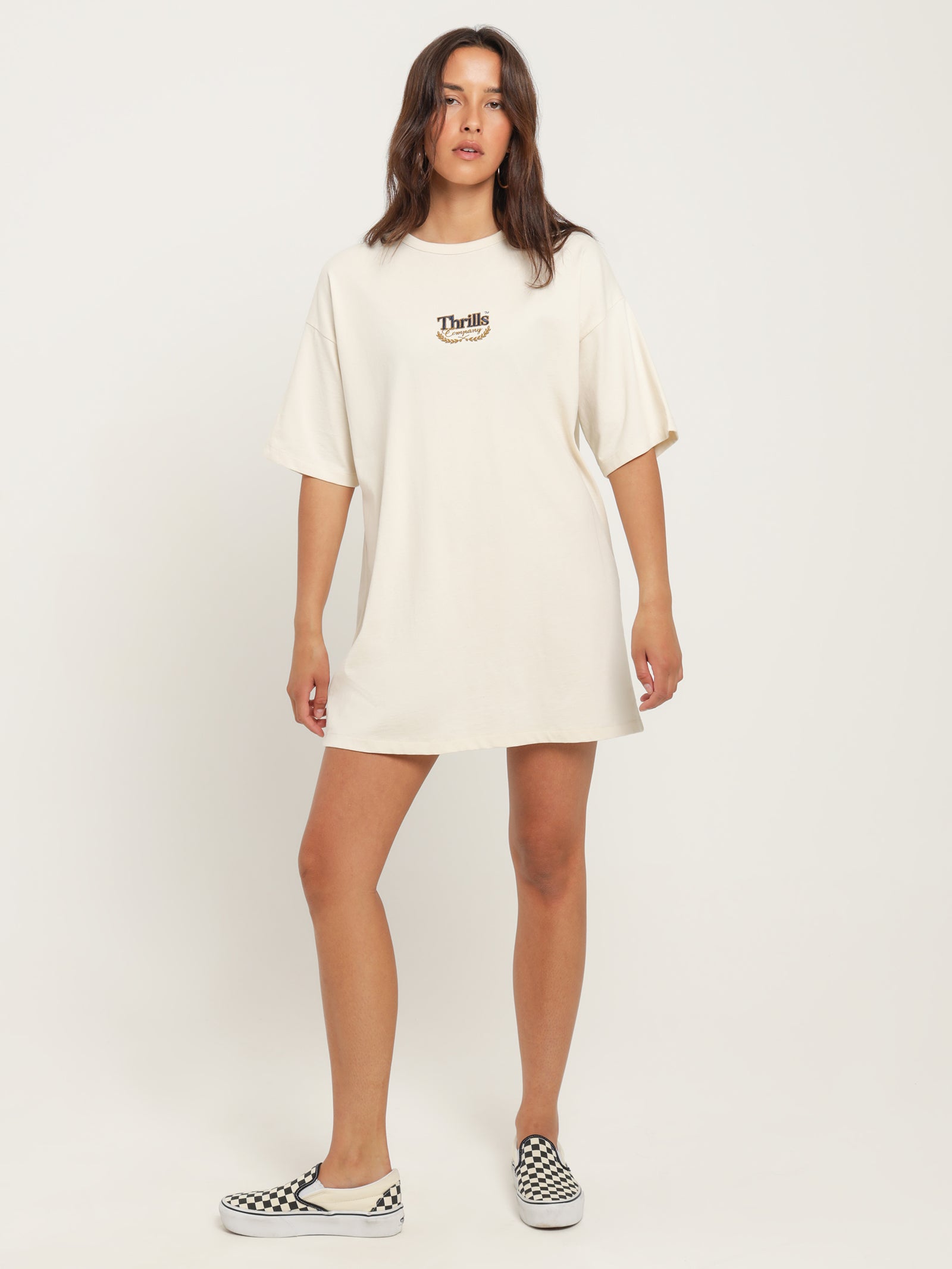 Deluxe Box Fit T-Shirt Dress in Unbleached
