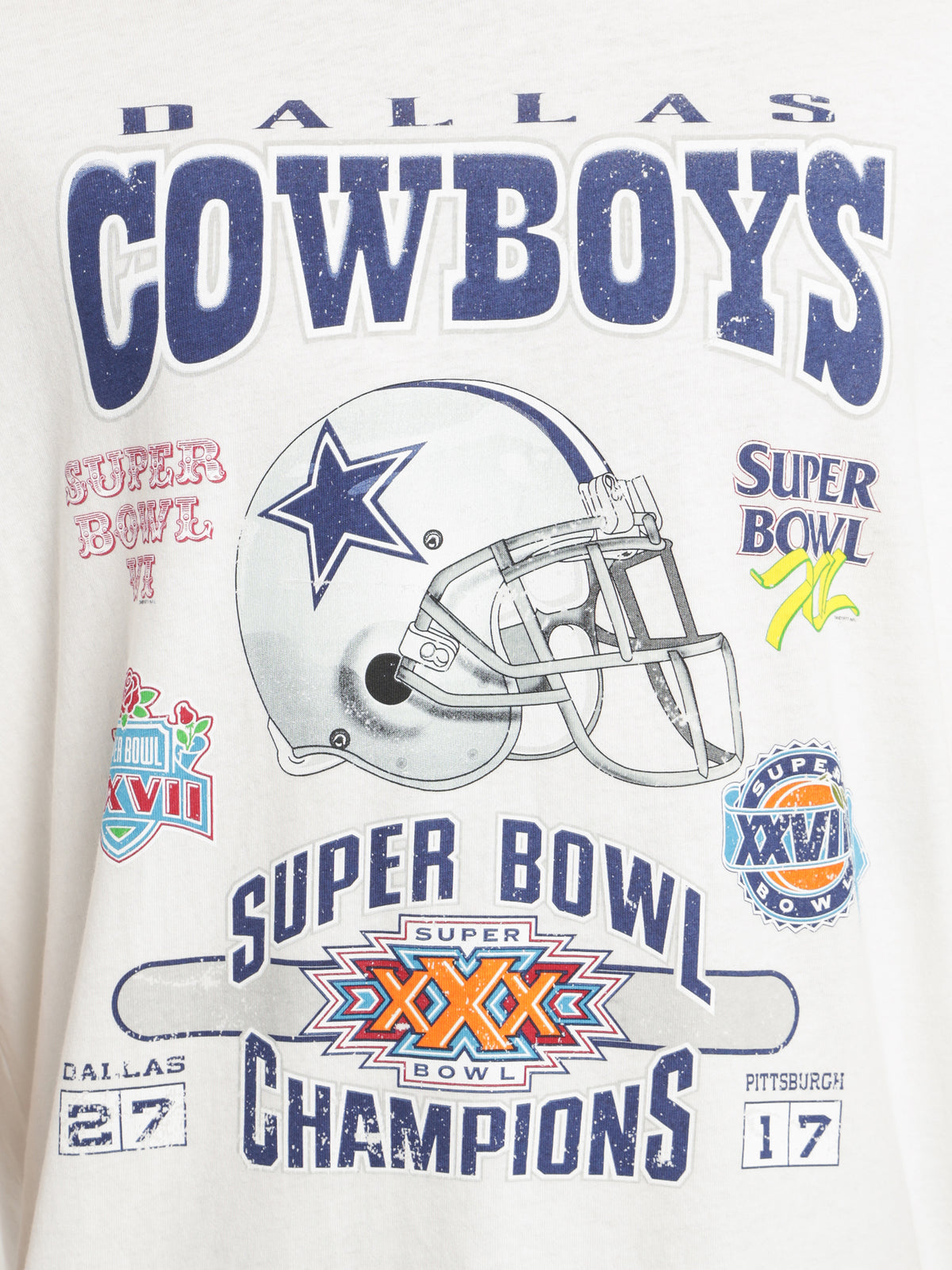 5 X Superbowl Champ Cowboys T-Shirt in Vintage White