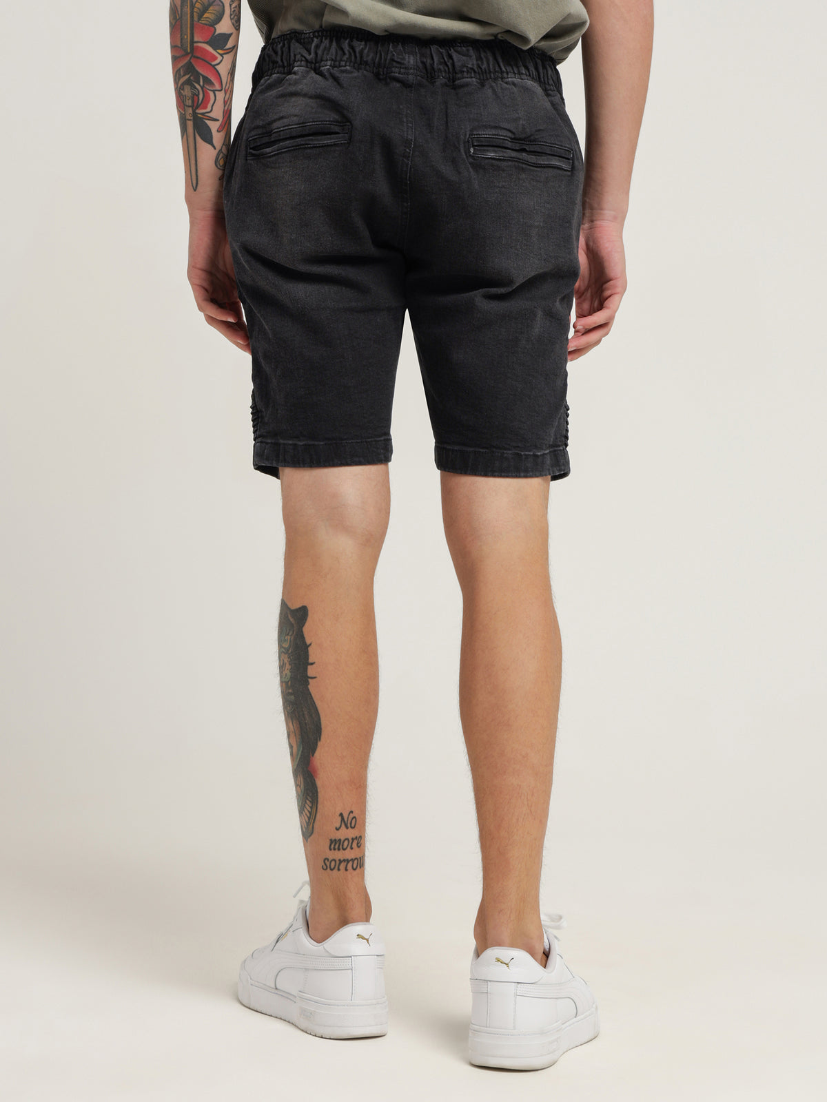Henleys Falcon Moto Denim Short | Vintage Black