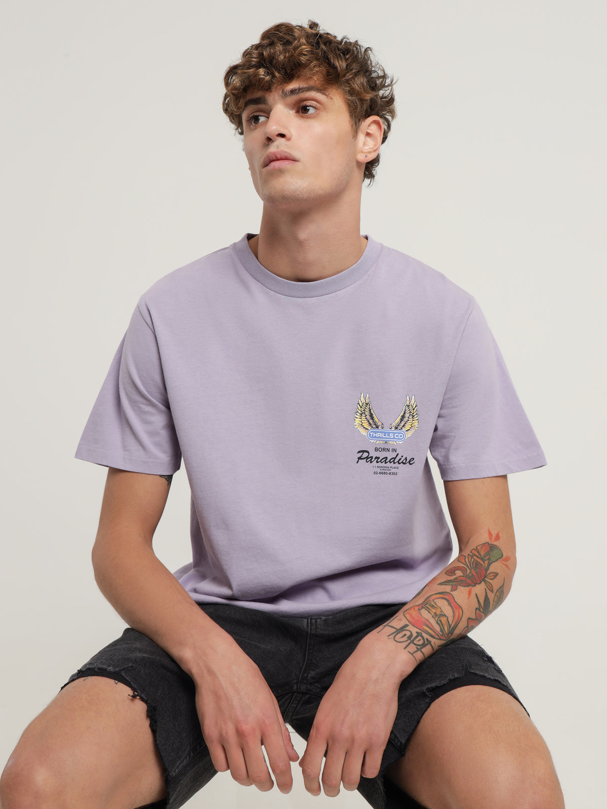 Wings of Paradise Merch Fit T-Shirt in Lilac Ash