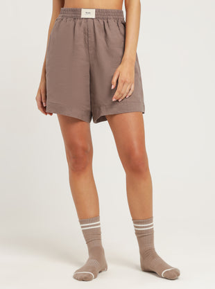Lounge Heritage Linen Shorts in Mink