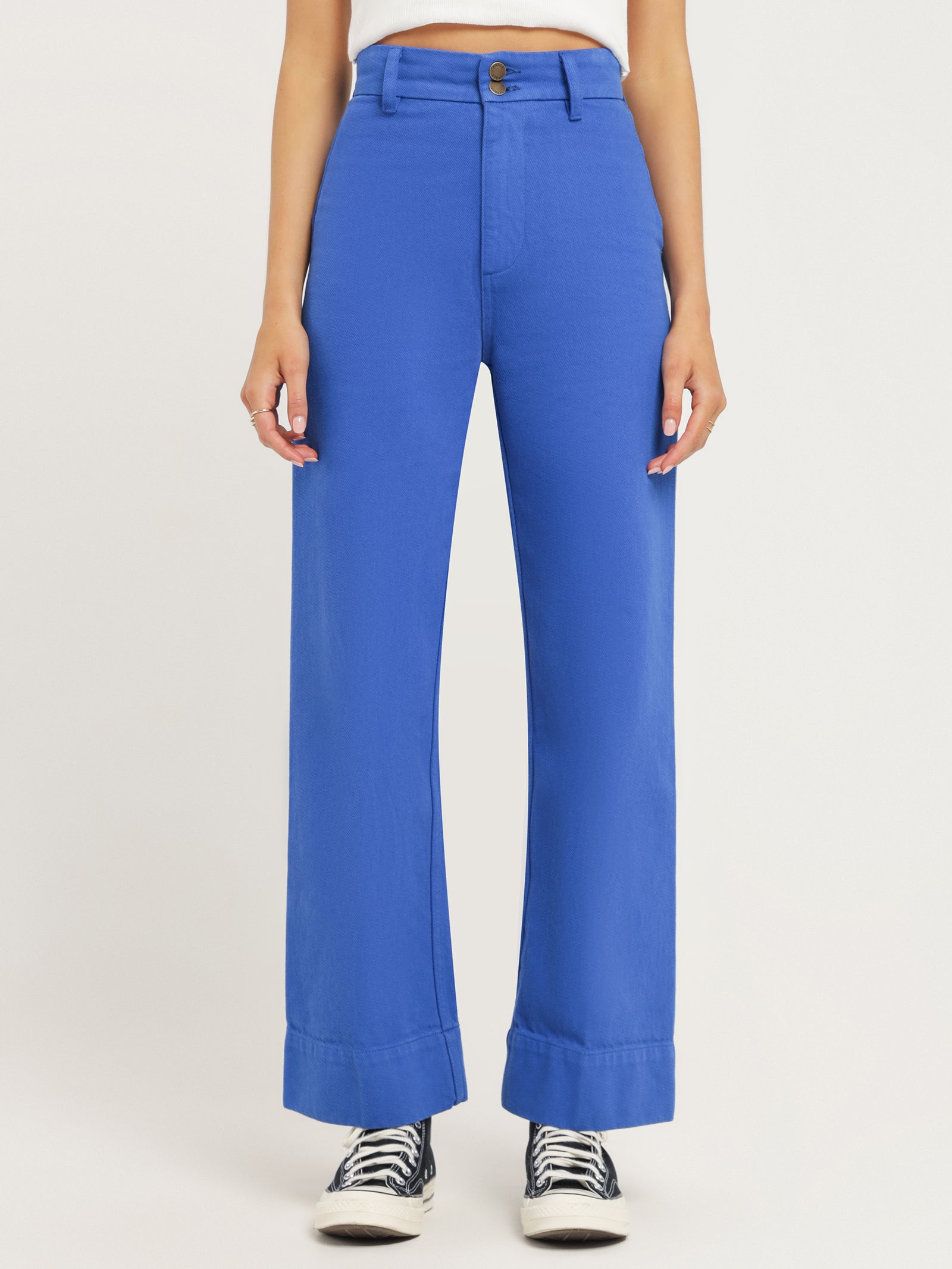 Belle Full Length Chino Pants in Lapis Blue
