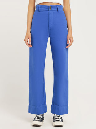 Belle Full Length Chino Pants in Lapis Blue