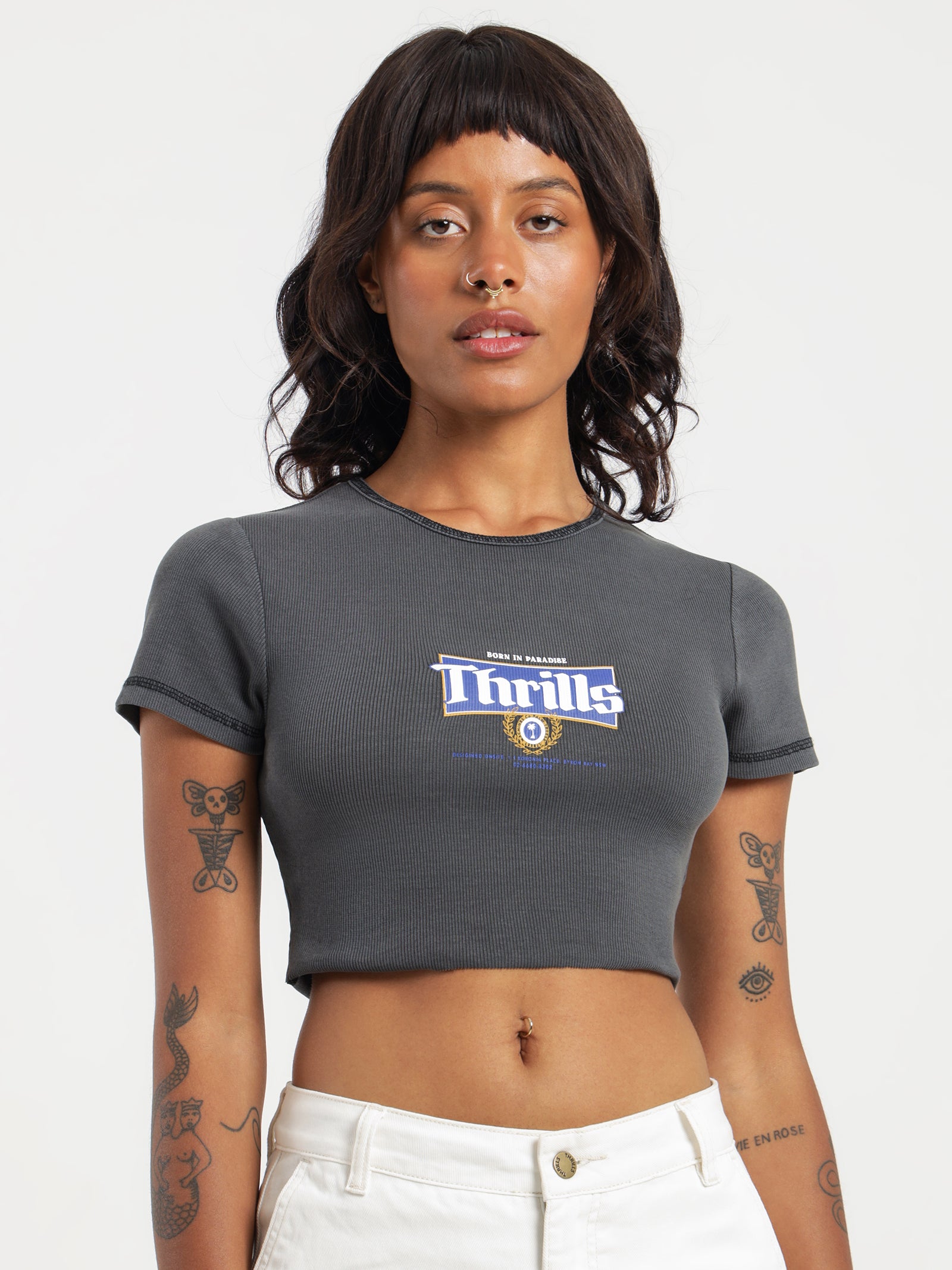 Thrills King of Thrills Baby Crop T-Shirt Merch Blac