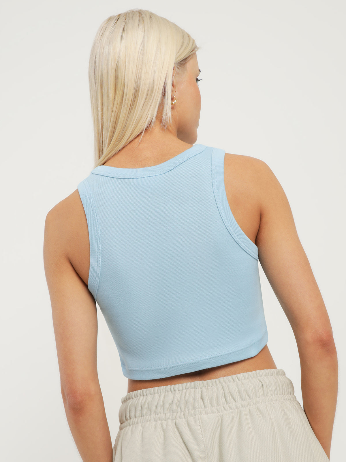 HT 90s Crop Ribbed Singlet in Candid Blue