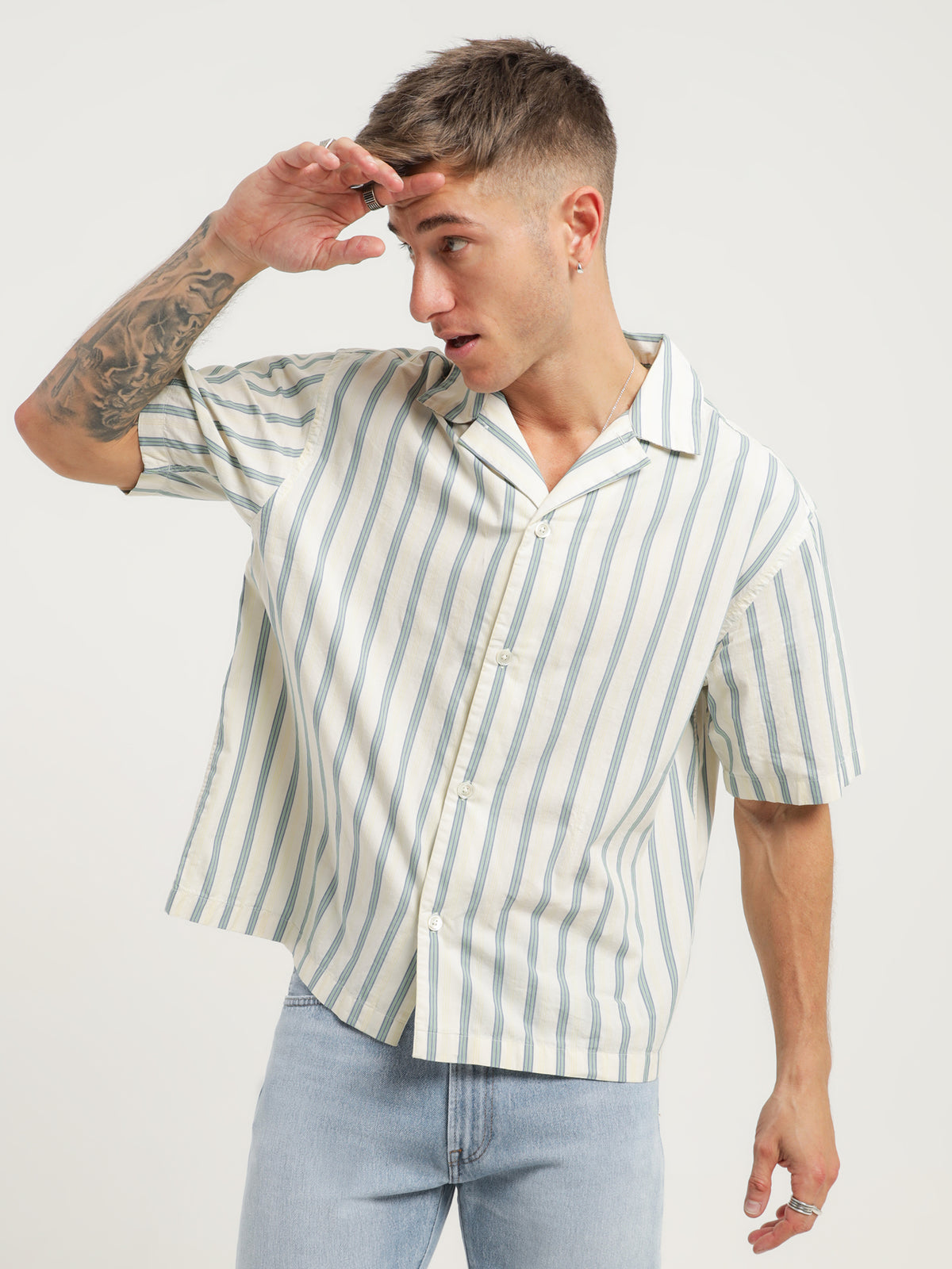 Short Sleeve Slouchy Shirt in White