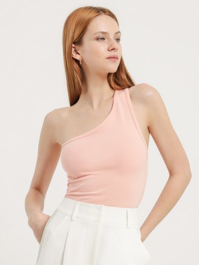 One Shoulder Tank in Pink Marshmallow