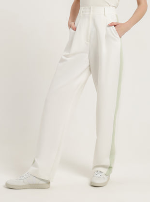 Kirby Tailored Pants in White & Spearmint Green