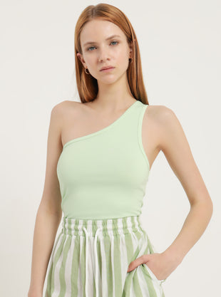 One Shoulder Tank in Lime