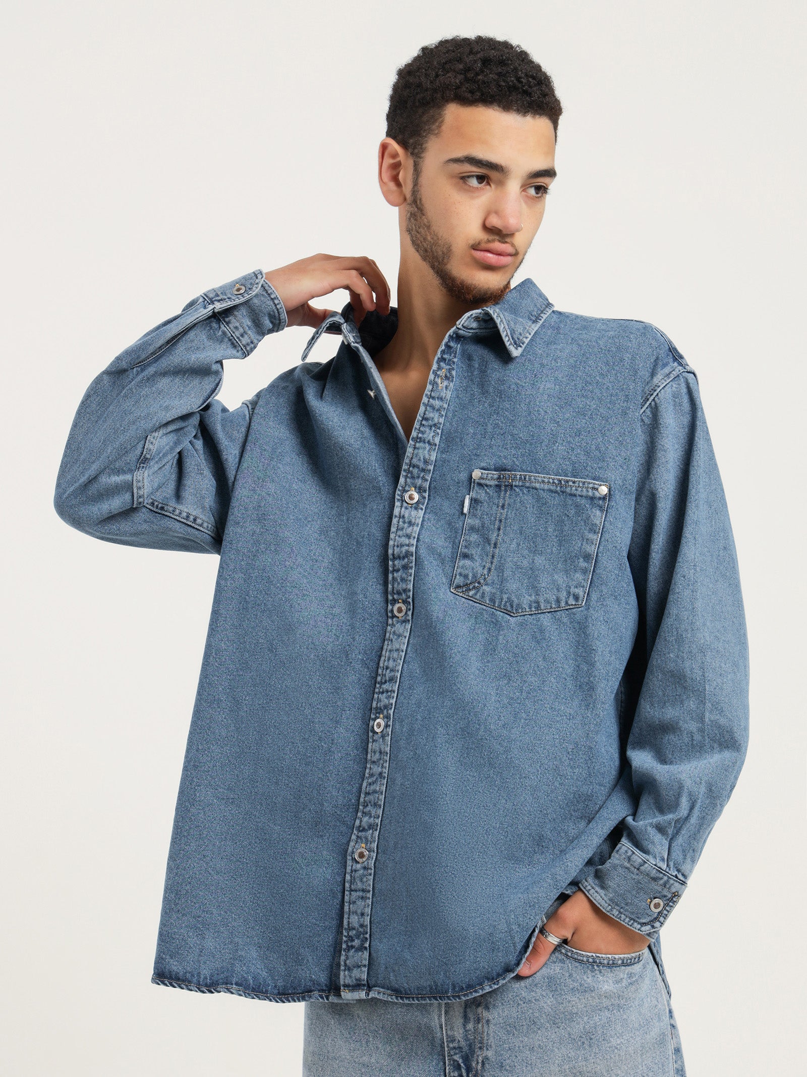 Silvertab Oversized One Pocket Shirt