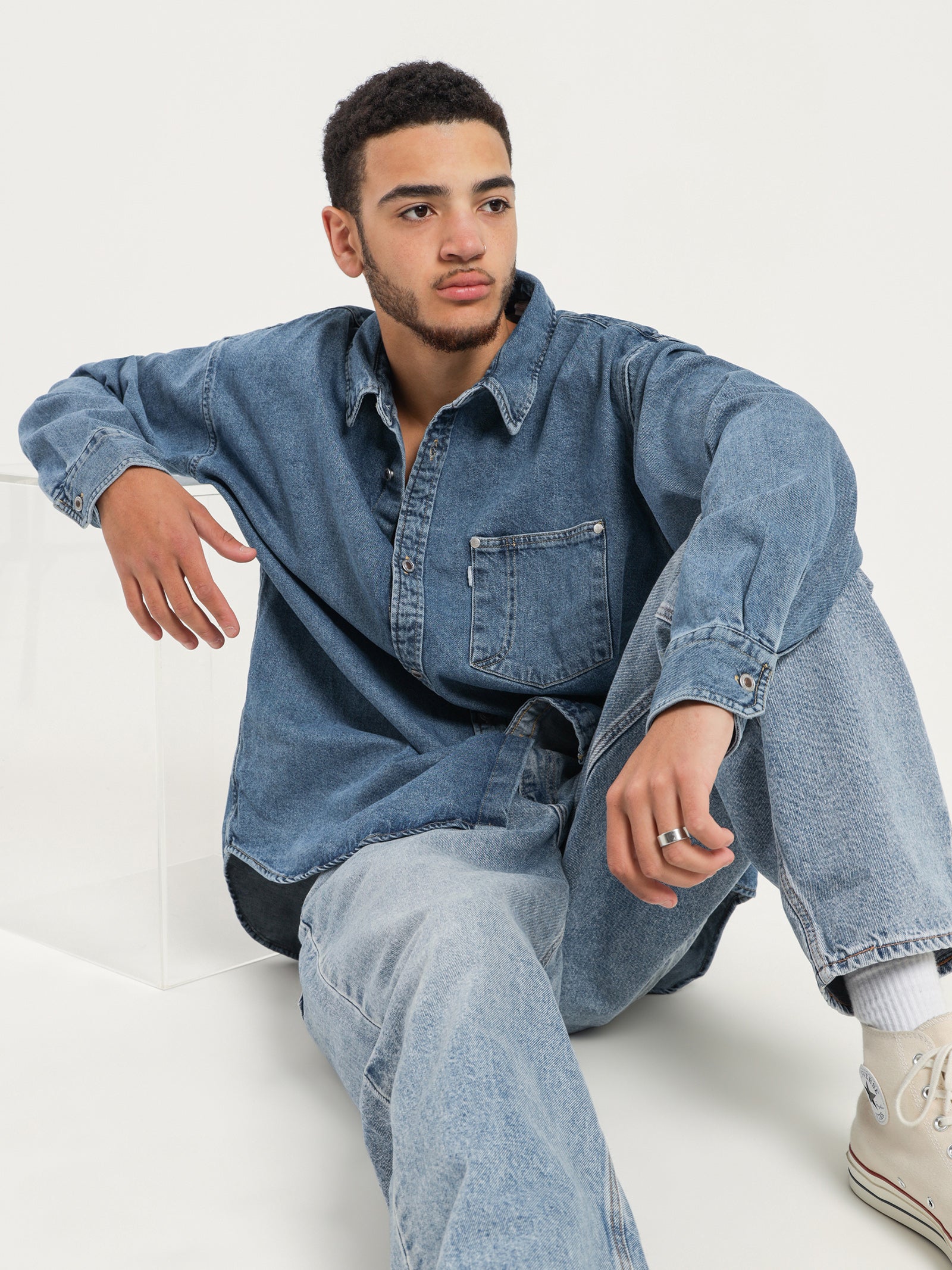Silvertab Oversized One Pocket Shirt