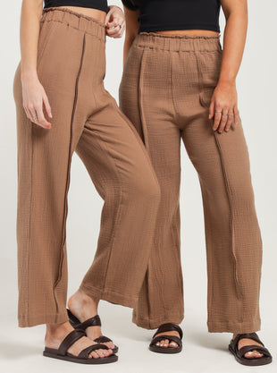 Quinn Seam Front Pants in Latte Brown