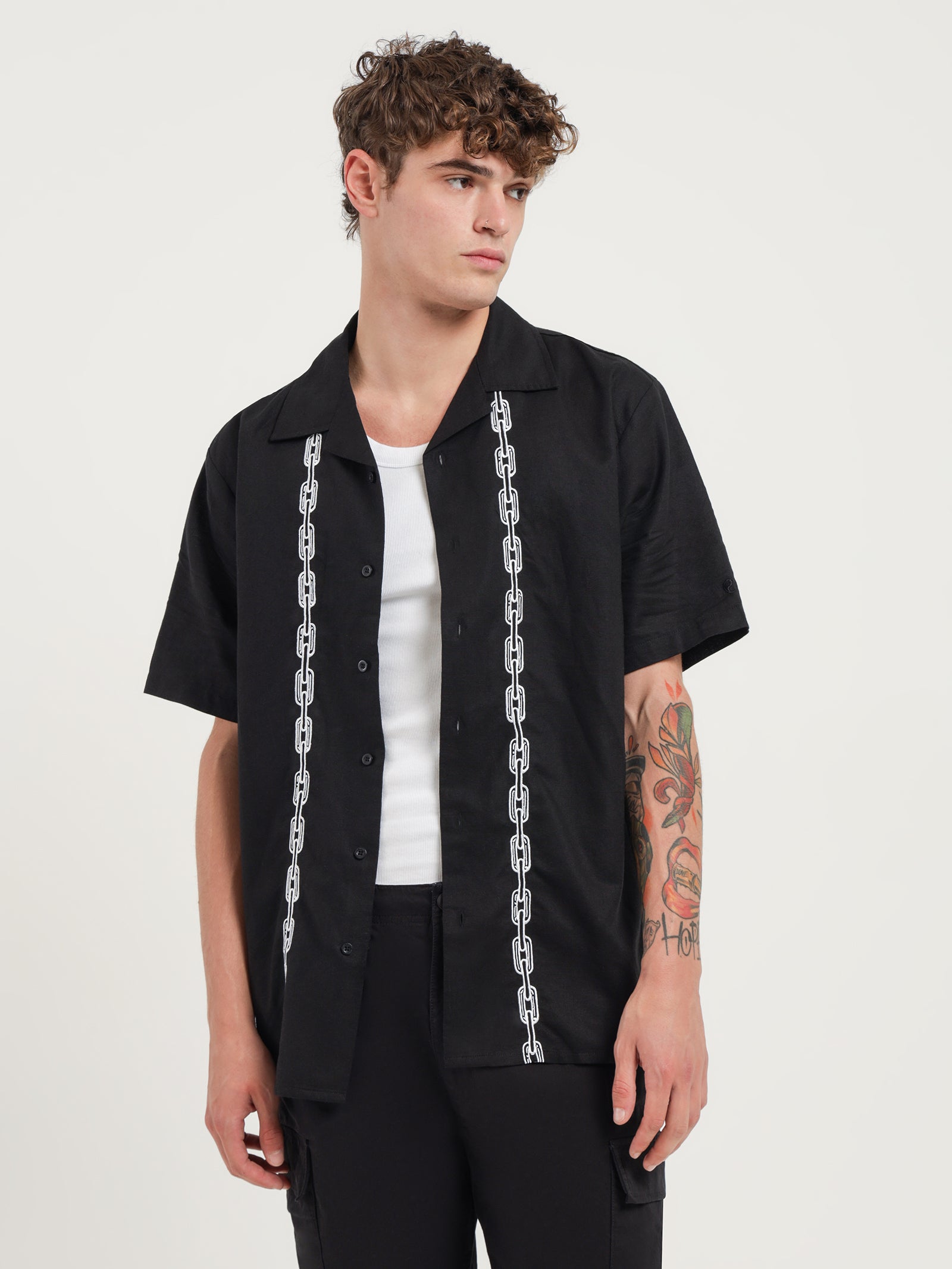 Worship Master Peace Bowling Shirt Black Glue Store