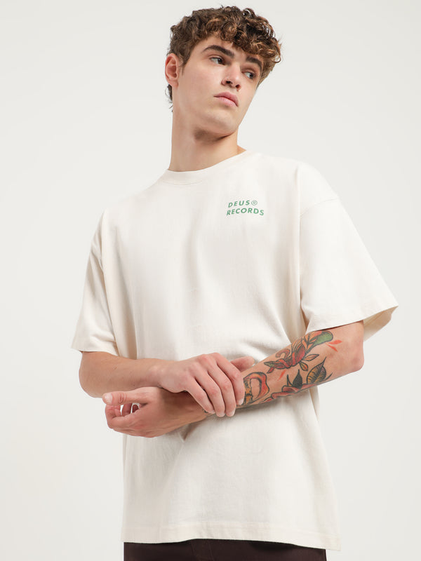 Records Basic T-Shirt in Off White - Glue Store
