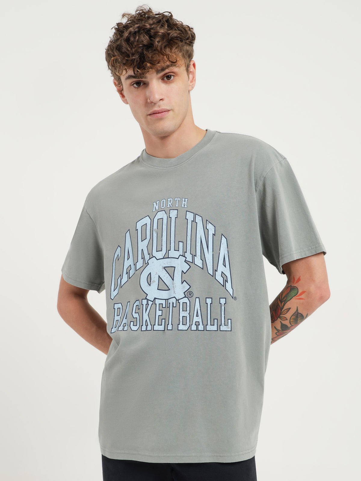 Vintage Arch University of North Carolina T-Shirt in Neutral Grey