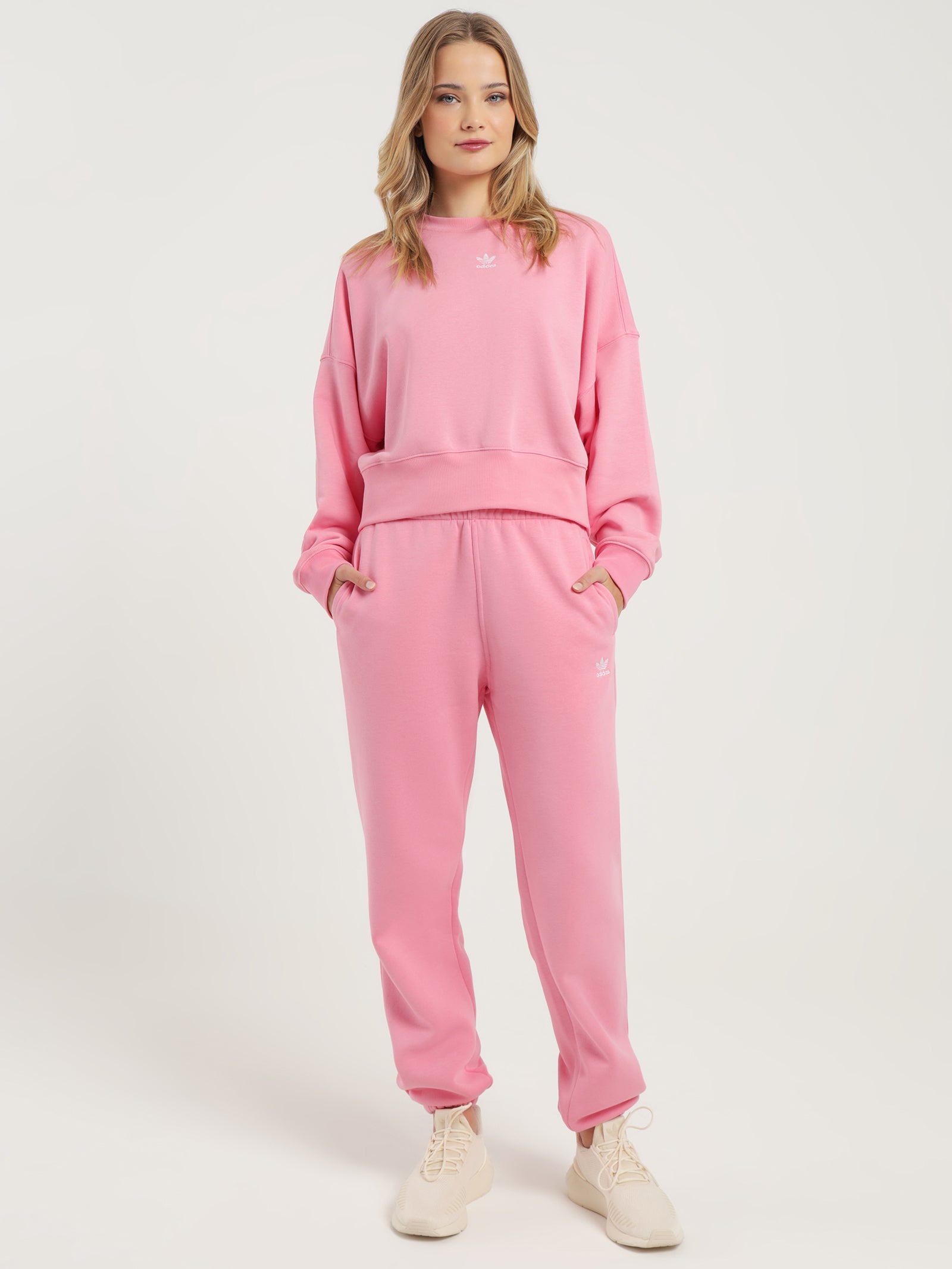 Adicolor Essentials Fleece Joggers in Bliss Pink - Glue Store