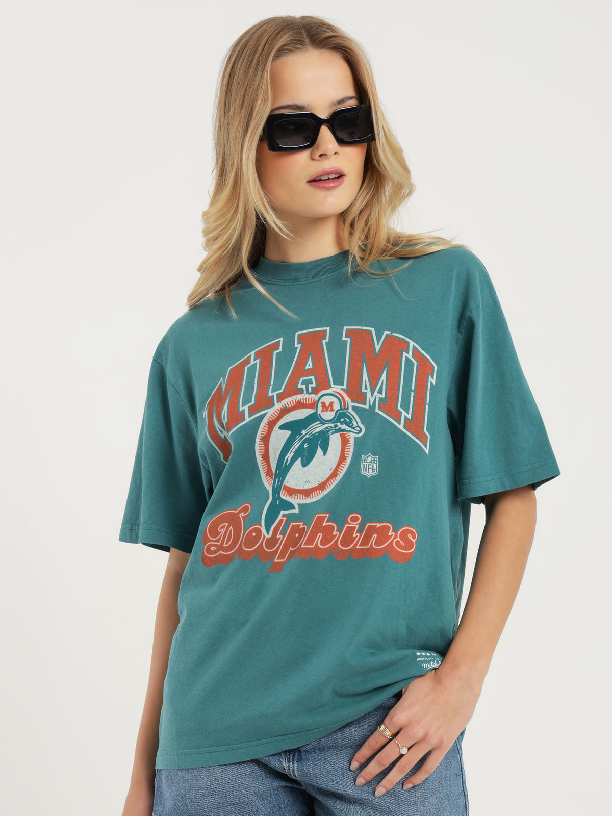 Team Up Dolphins T-Shirt in Teal